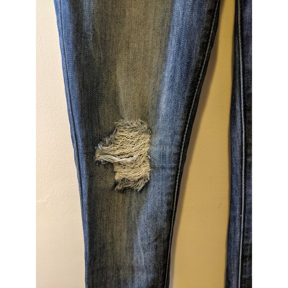 Vintage Y2K Almost Famous Distressed Skinny Jeans Low Rise Lace Detail Denim 1 - Picture 4 of 9